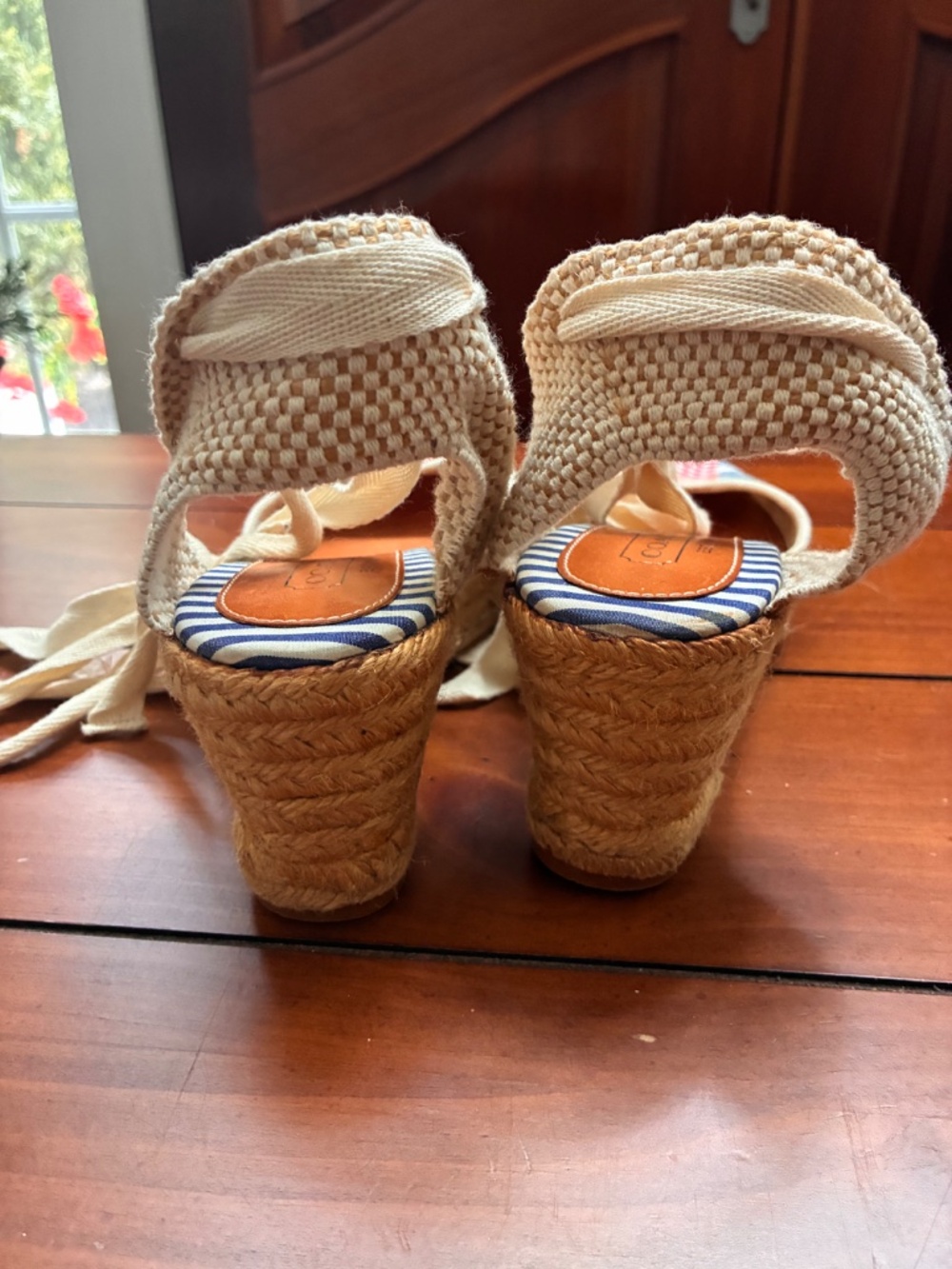 Coach Y2K Kerrie Patchwork Canvas Espadrille Wedge Ankle Tie Sandals 9 - Picture 3 of 4